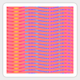 Wavy Lines Rainbow on Pink Sticker